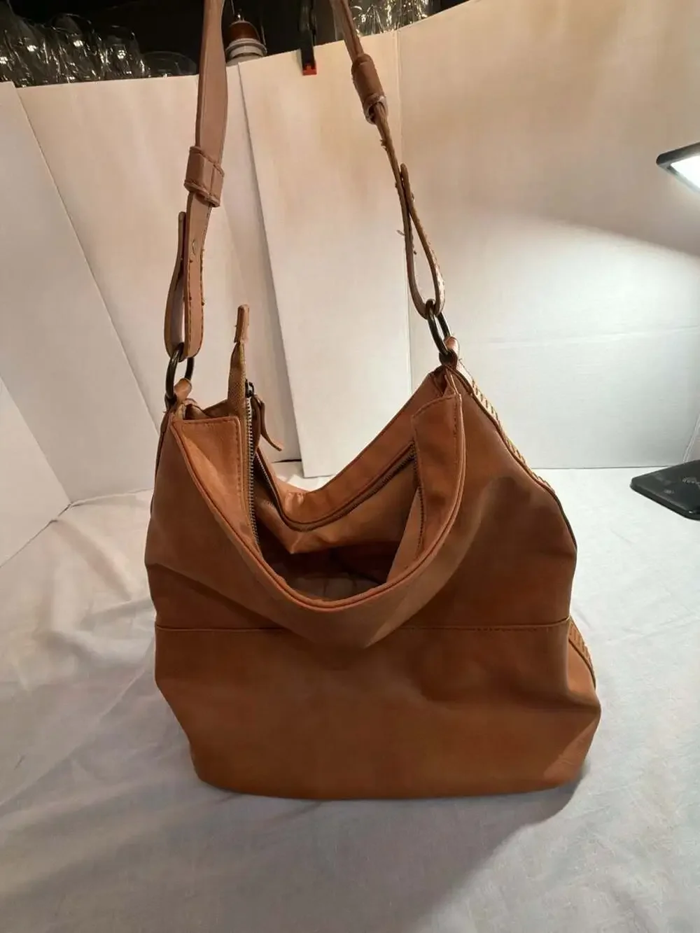Universal Thread Brown Faux Leather Slouchy Hobo Shoulder Bag
